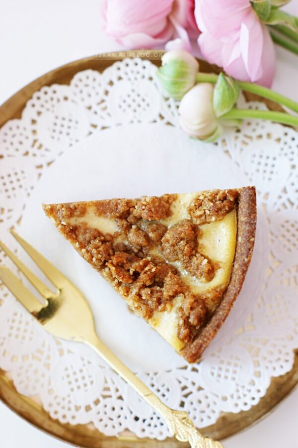 Käsekuchen vegan mit Äpfeln und Streuseln